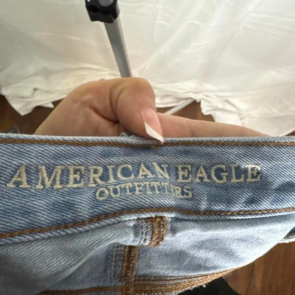 American Eagle light blue denim mini skirt